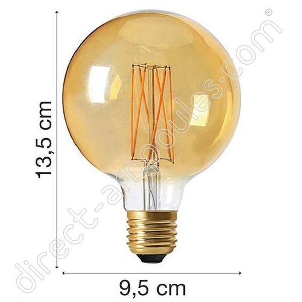 Ampoule LED Fil. Globe G95 Ambré 2100K 4W E27 -dimmable
