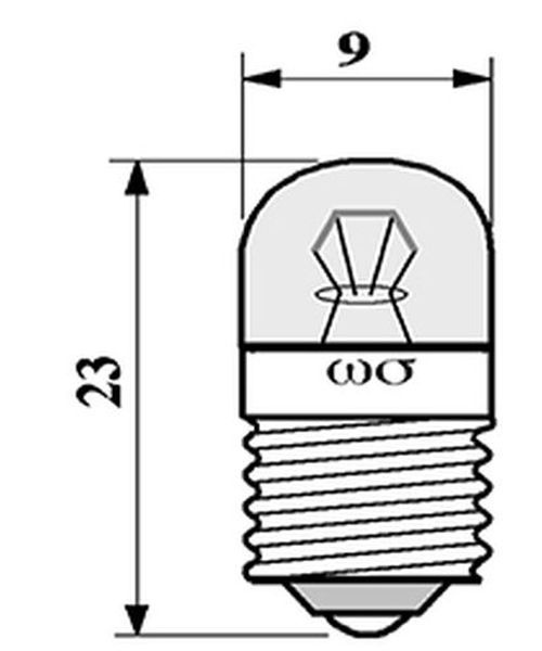 Ampoule miniature 2700K E10 T9x23 24V 125mA 3W C-2F 1000H