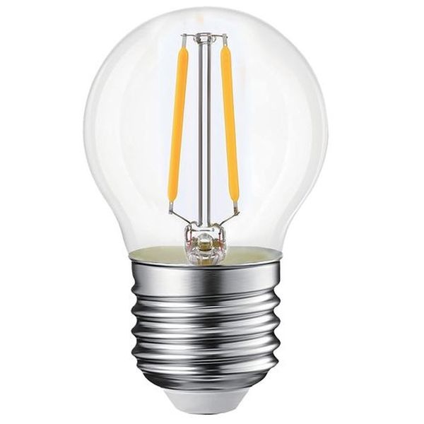 Ampoule LED Fil. (D) mini sphér. P45 claire 2700K 2,5W 250L E27 free-flicker - Bx1