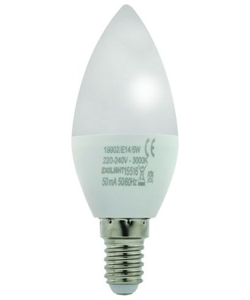 Ampoule LED Flamme lisse opale 3000K 5W 470L E14 -x2