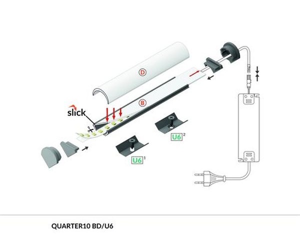 Terminaison QUARTER 10 D gris sans passage de cable (set de 2)