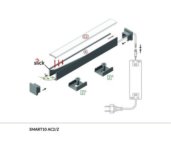 Terminaison SMART-IN10 gris passage de câble (set de 2)