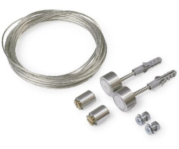 Câble acier SELV + support de fixation argenté (set de 2)