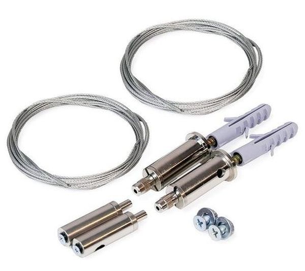 Câble acier 1m50 + support de fixation chrome (set de 2)