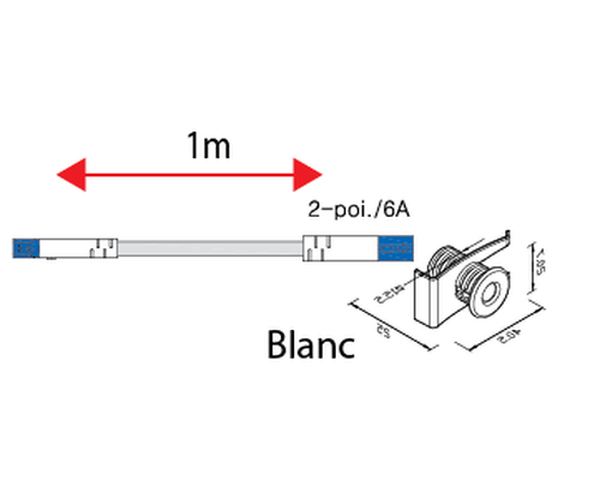 Kit prise FK-2 blanche + 1 câble 1m M/F FK-2