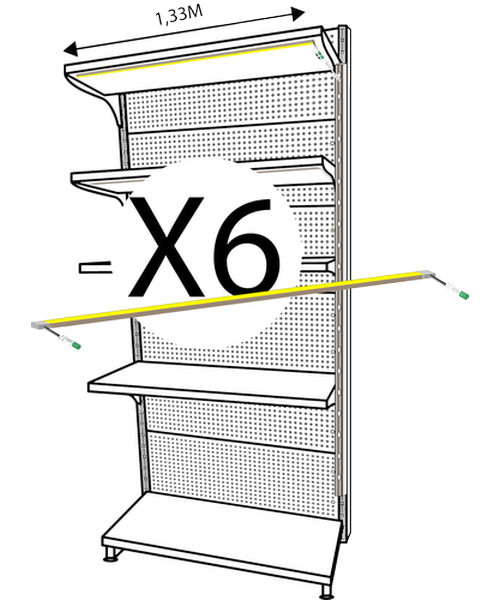 KIT LED RAYON - 6 réglettes de 1m33 9,6W/m 5000K IRC90 - driver 100W