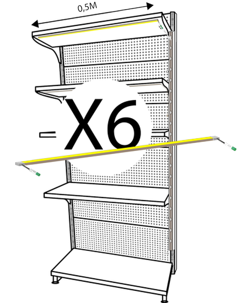 KIT LED RAYON - 6 réglettes de 0m50 9,6W/m 5000K IRC90 - driver 60W