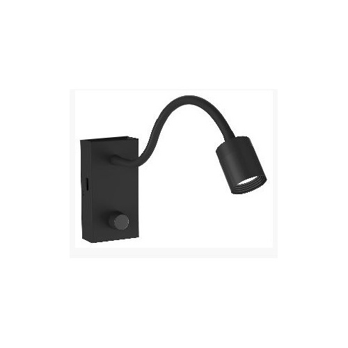 Liseuse LED noire sur flexible avec interrupteur intégré 3W 3000K