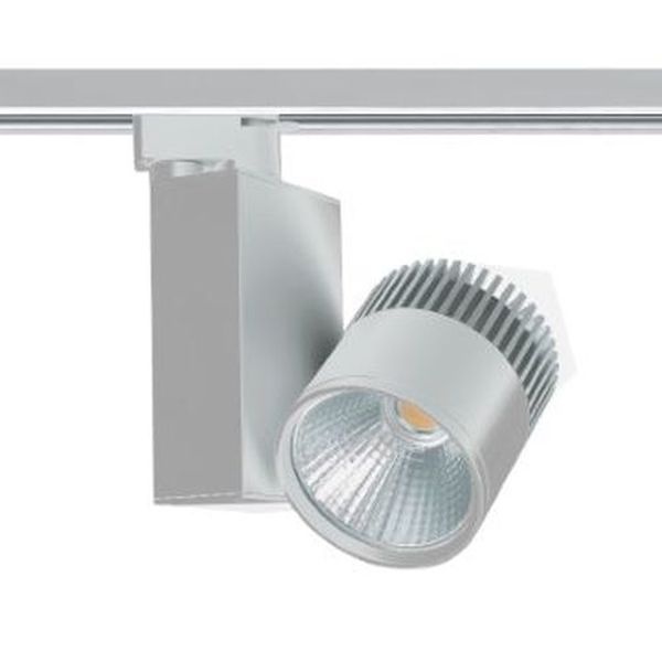 Projecteur Gris-argent LED COB 3 phases sur rail 3000K 30W 3018L 24° IRC80