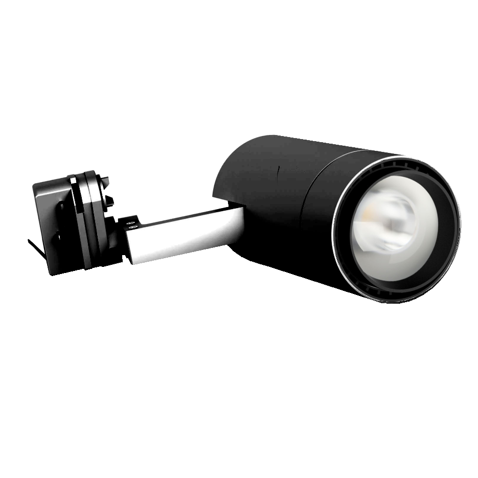 Projecteur Noir LED COB 3 phases sur rail 35W 3720L 4000K 10-60° IRC90