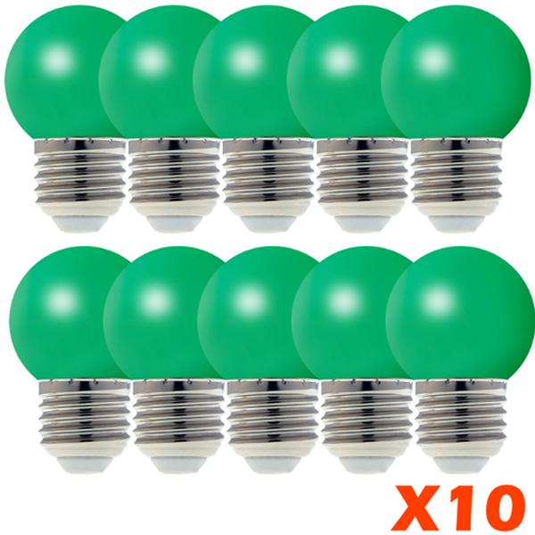 Ampoule guirlande LED SMD Ronde E27 1W Verte - Boîte x 10