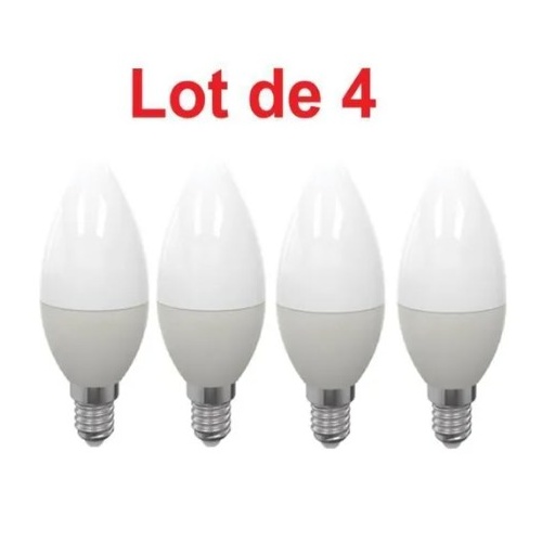 Ampoule LED SMD Flamme lisse opale 3000K 5W 470L E14 -Bx4