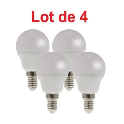 Ampoule LED SMD mini sphér. P45 opale 3000K 5W 470L E14 -Bx4