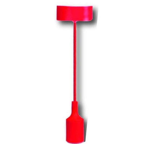 Luminaire silicone rouge : douille E27 + rosace + câble textile 1m