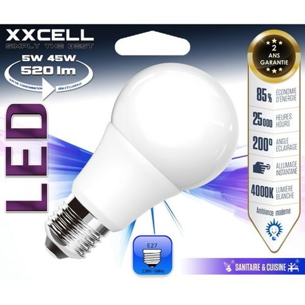 Ampoule LED Std opale 3000K 470L 6W E27