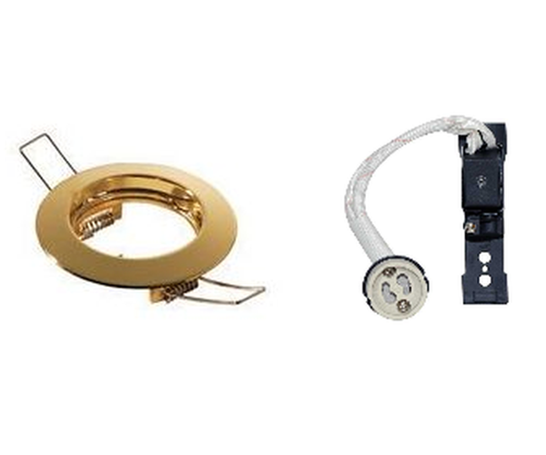 Spot à encastrer Alu or + pâte de norme GU10 «prêt à raccorder»