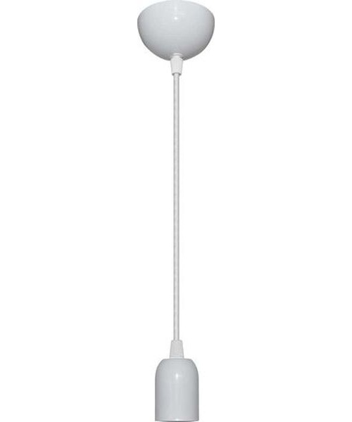 Suspension Déco métal blanc pavillon et cache-Douille E27 câble tissu 0,60