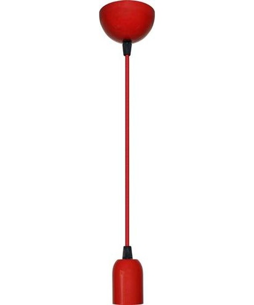 Suspension Déco métal rouge pavillon et cache-Douille E27 câble tissu 1,50