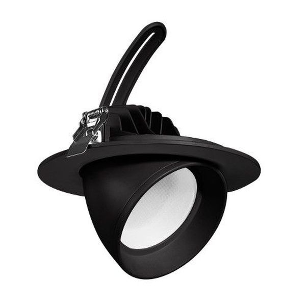 Downlight "escargot" encastré Rond noir -inclinable 45° 25W 2225Lm 4000K 24°