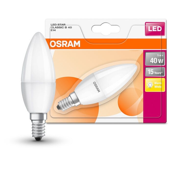 Ampoule LED SMD Flamme lisse opale 2700K 5.8W 470L E14