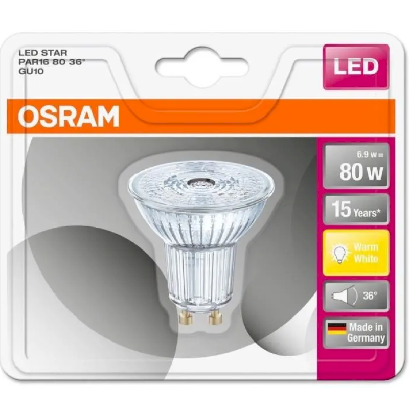 OSRAM Ampoule Spot LED PAR16 GU10 6,9 W équivalent à 80 W bla