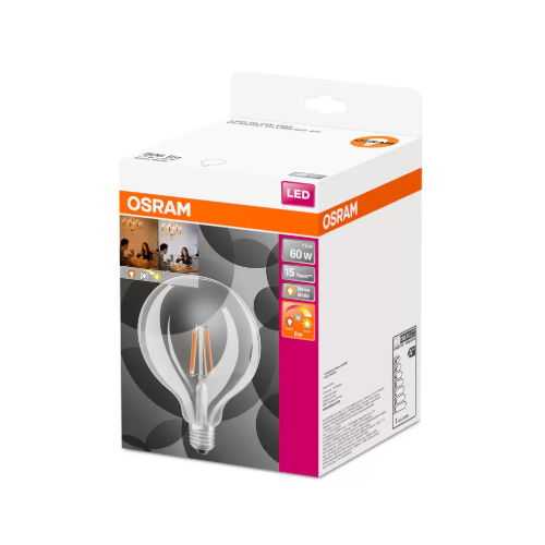 Ampoule LED Fil Globe125 claire 2700k 6.5W 806L E27