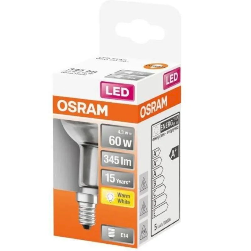 OSRAM Spot R50 LED verre clair 4,3W E14 345lm 2700K - Chaud
