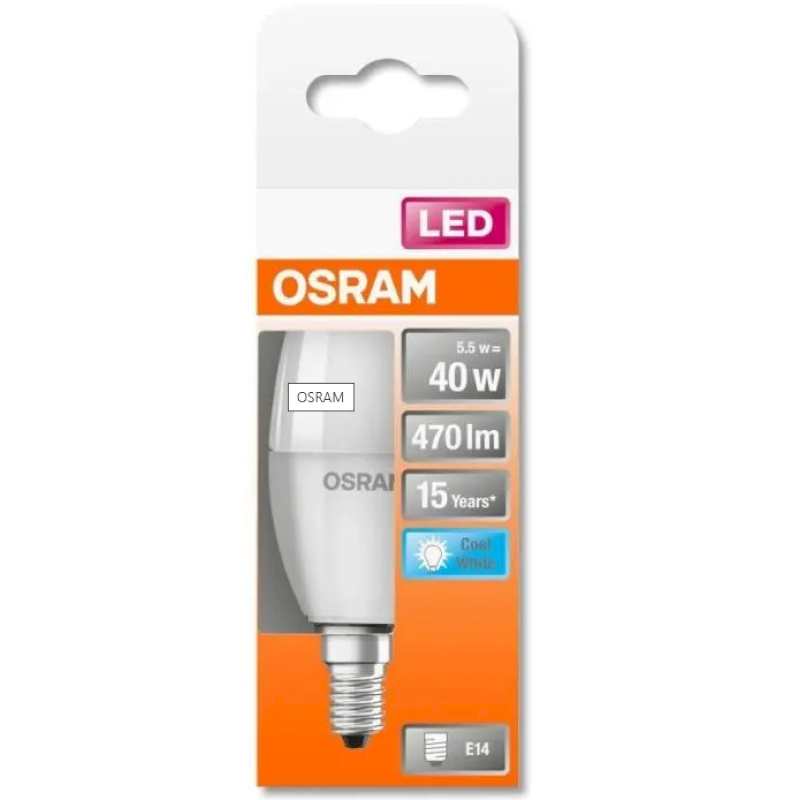 OSRAM Ampoule LED Flamme dépolie avec radiateur 5,5W=40 E14 froid