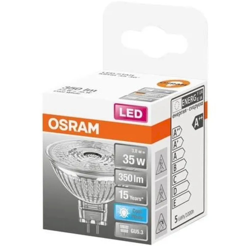 OSRAM Spot MR16 LED 36 verre 3,8W GU5,3 350lm 4000K - Blanc froid