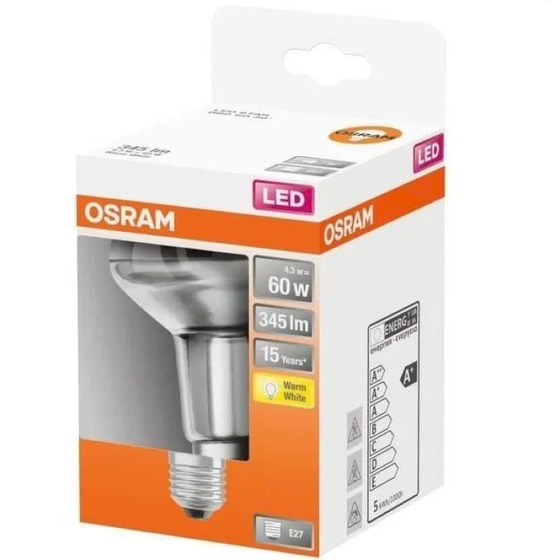 OSRAM Spot R80 LED verre clair 4,3W E27 345lm 2700K - Blanc chaud