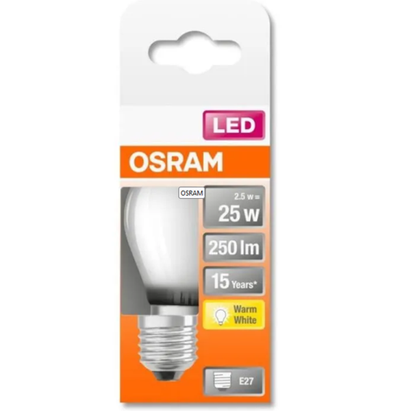 Ampoule LED. Dépoli mini sphér. P45 2700K 2.5W 470L E27