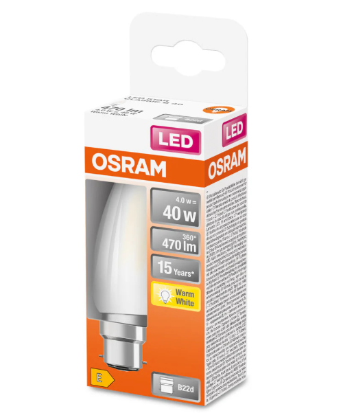 Ampoule candle opaque B22 4w = 40W 470lm 2700k