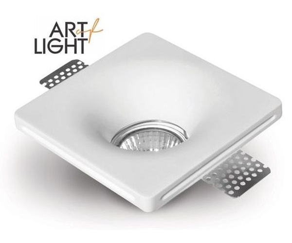 Enjoliveur plâtre à encastrer carré ODEON 120x120mm pour ampoule PAR16 (GU10)