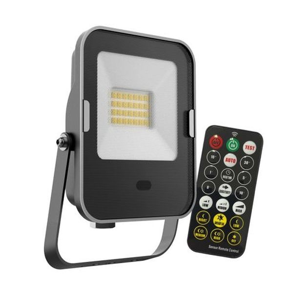 Projecteur LED MHNC IP65 4000K 20W 1600L noir avec détecteur