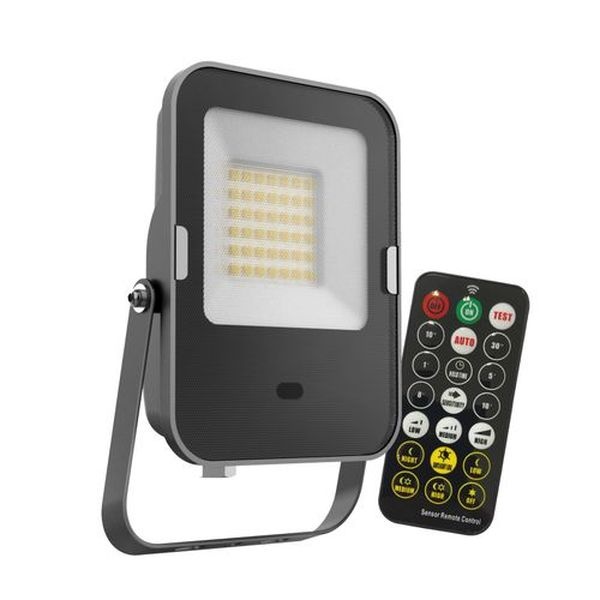 Projecteur LED MHNC IP65 4000K 30W 2400L noir avec détecteur