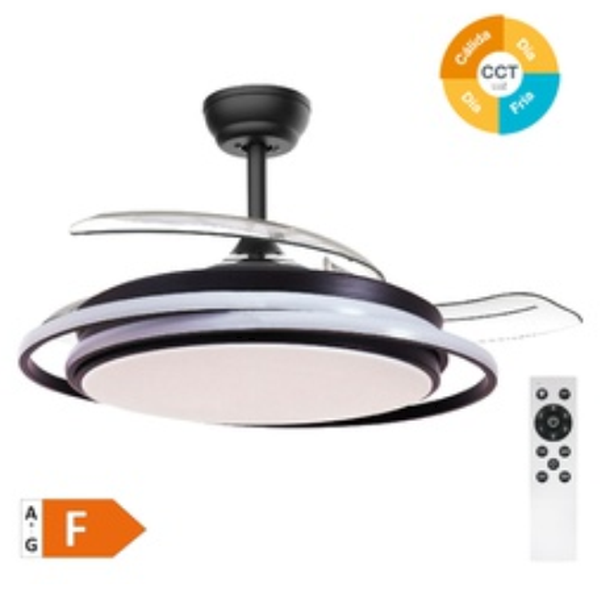 Ventilateur de plafond Bauala avec lumière CCT réglable noir