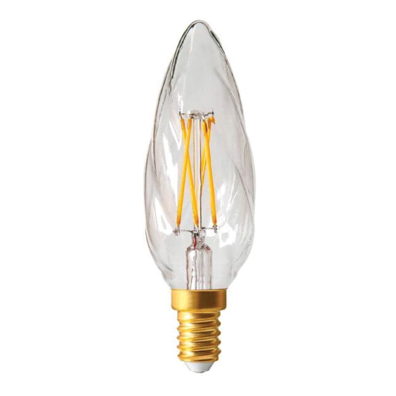 Ampoule LED Fil. Flamme Torsadée F6 Claire 4W 2700K E14 dim.