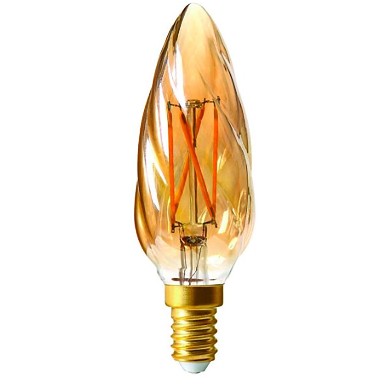 Ampoule LED Fil. Flamme Torsadée F6 Ambrée 4W 2700K E14 dim.