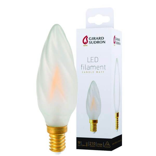 Ampoule LED Fil. Flamme Torsadée dépolie 2W 2700K E14