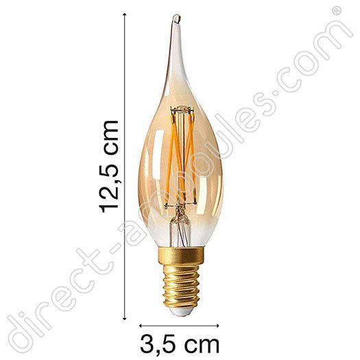 Ampoule LED Fil. Flamme GS4 Ambrée E14 4W 2700K dim.