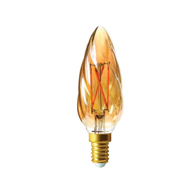 Ampoule LED Filament Flamme torsadée ambrée 3W E14 280Lm 2700K