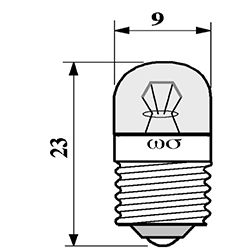 Ampoule miniature 2700K E10 T9x23 24V 125mA 3W C-2F 1000H