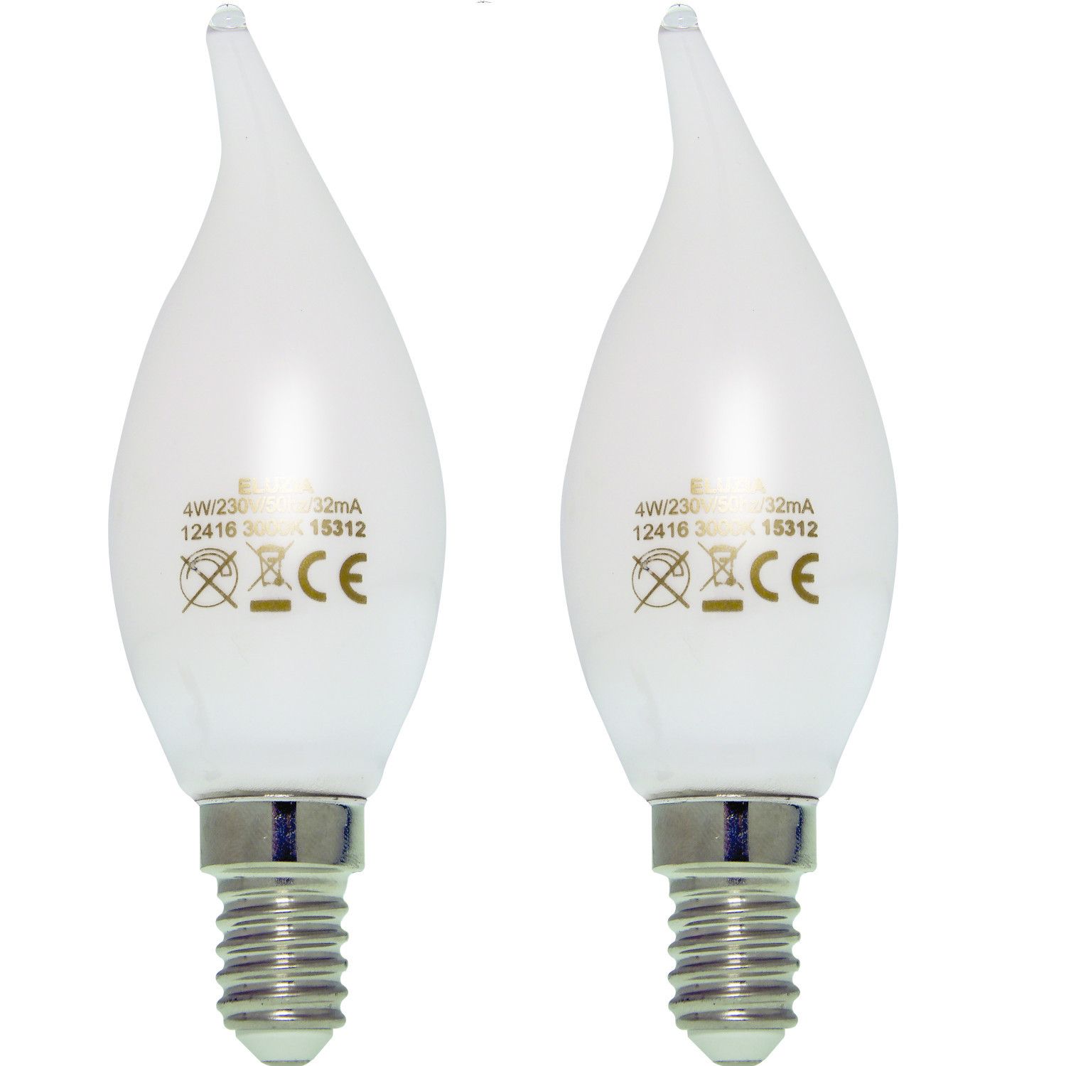 Ampoule LED Fil. (D) Flamme CDV Milky 4000K 4W 470L E14 -x2