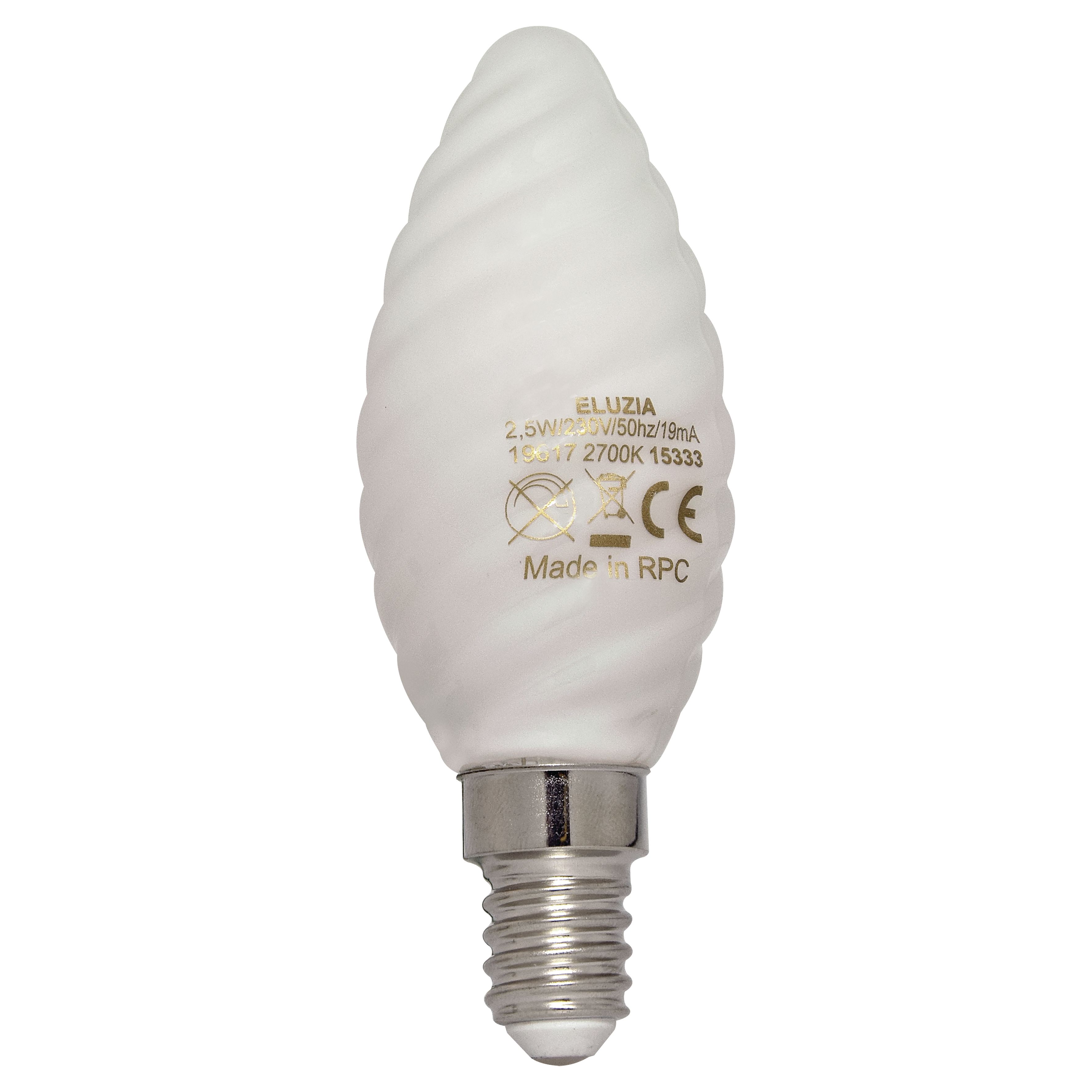 Ampoule LED Fil. (D) Flamme torsadée Milky 4000K 2.5W 250L E14