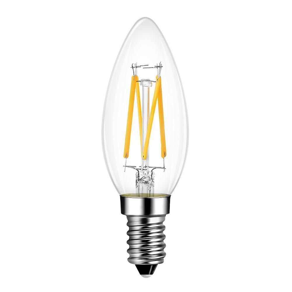 Ampoule LED Fil. (C) Flamme lisse claire 4000K 4W 380L E14 dimmable IRC90