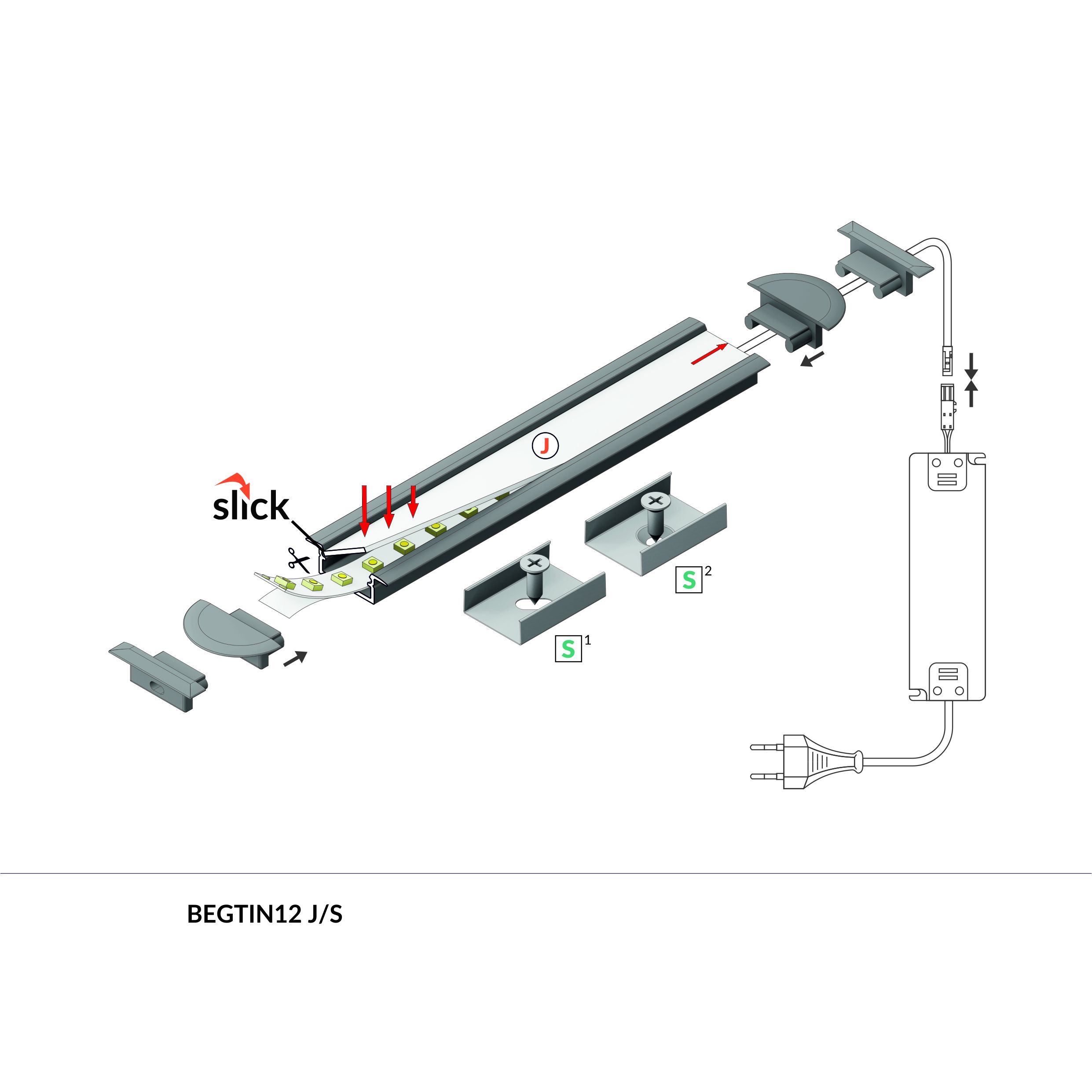 Terminaison BEGTIN12 gris - passage de câble