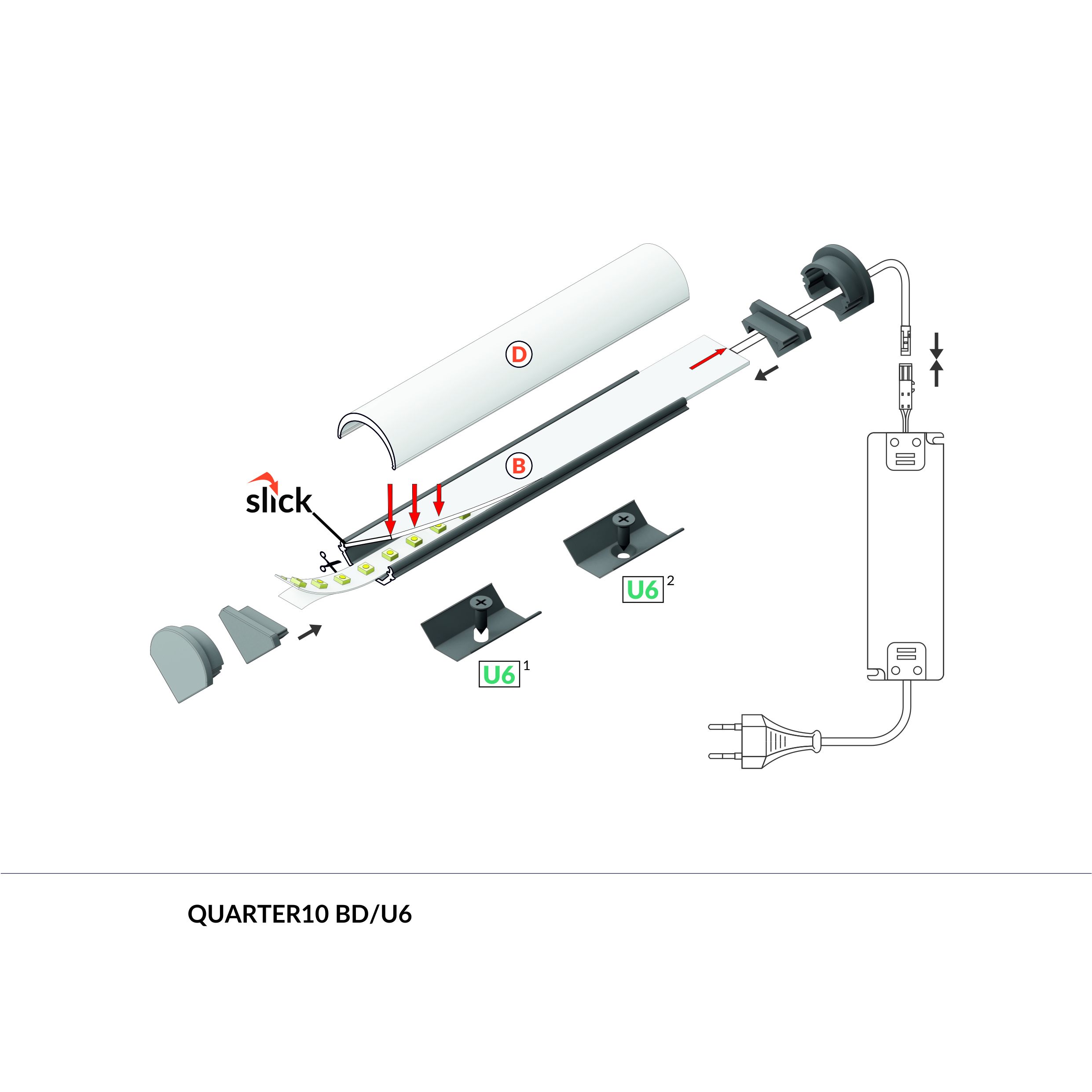 Terminaison QUARTER10 sans passage de cable argent (set de 2)