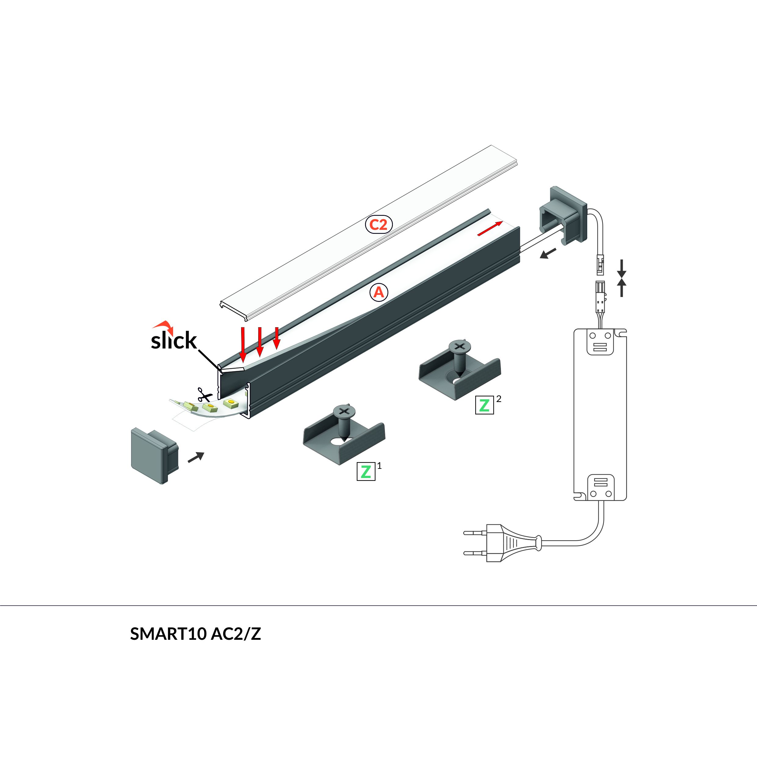 Terminaison SMART-IN10 blanc passage de câble (set de 2)