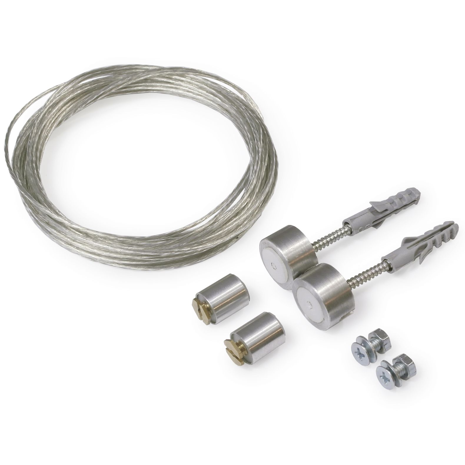 Câble acier SELV + support de fixation blanc (set de 2)