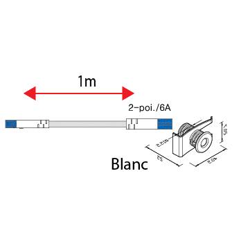 Kit prise FK-2 blanche + 1 câble 1m M/F FK-2